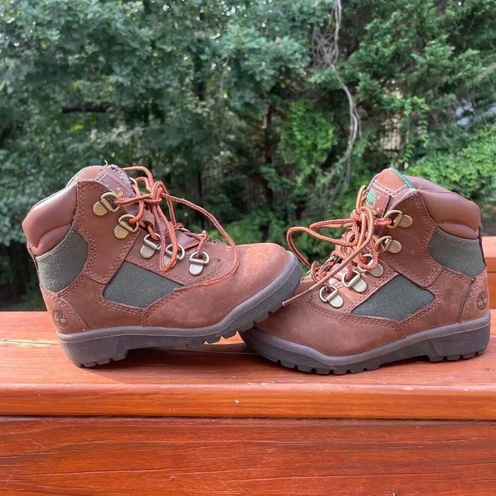 Timberland  Youth 10 Feild Boots Brown Green/ Olive Waterproof Boots